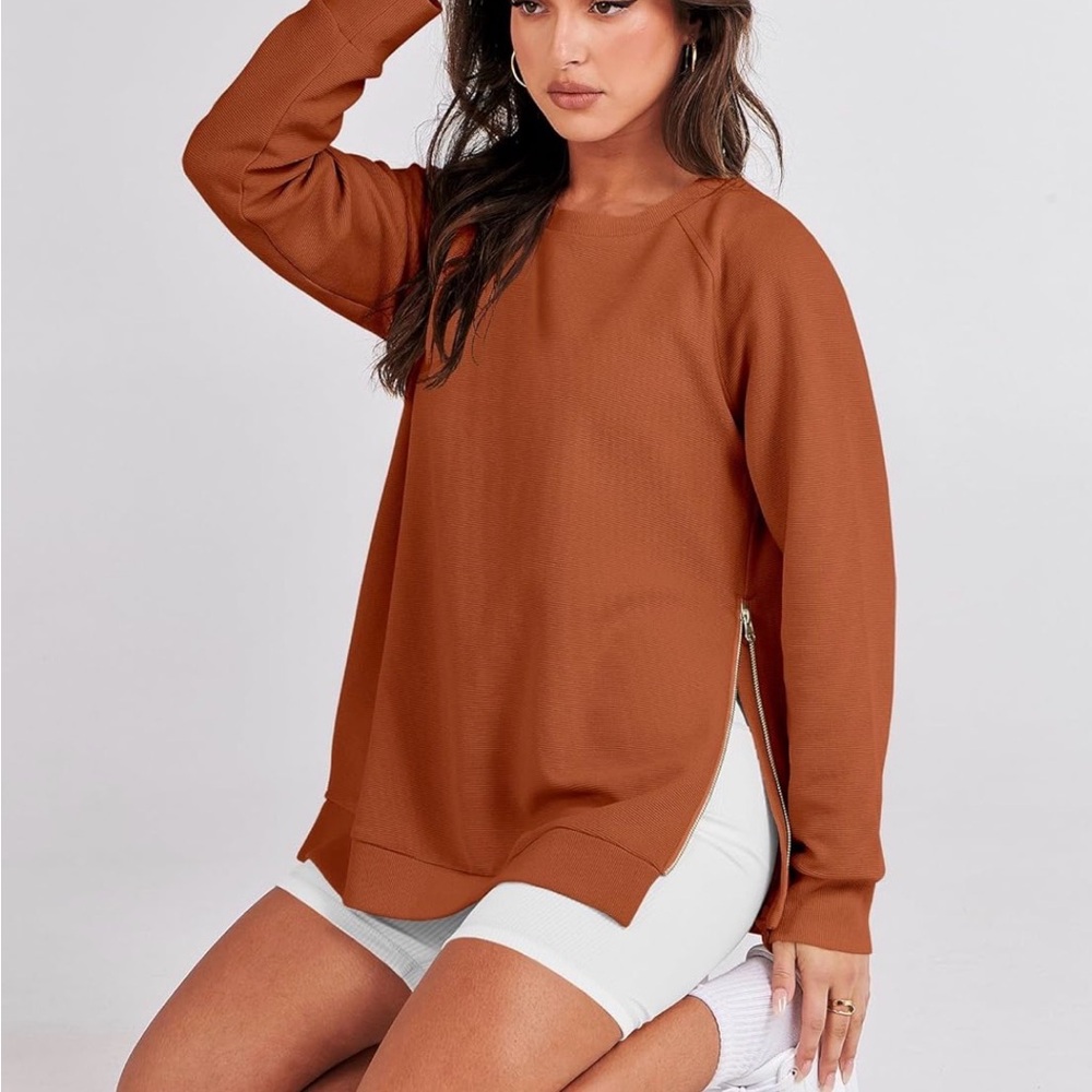 Women's Rust Side Zip Sweater